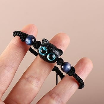 Amazon.co.jp: Vctitil 黒猫ブレスレット、かわいい編み